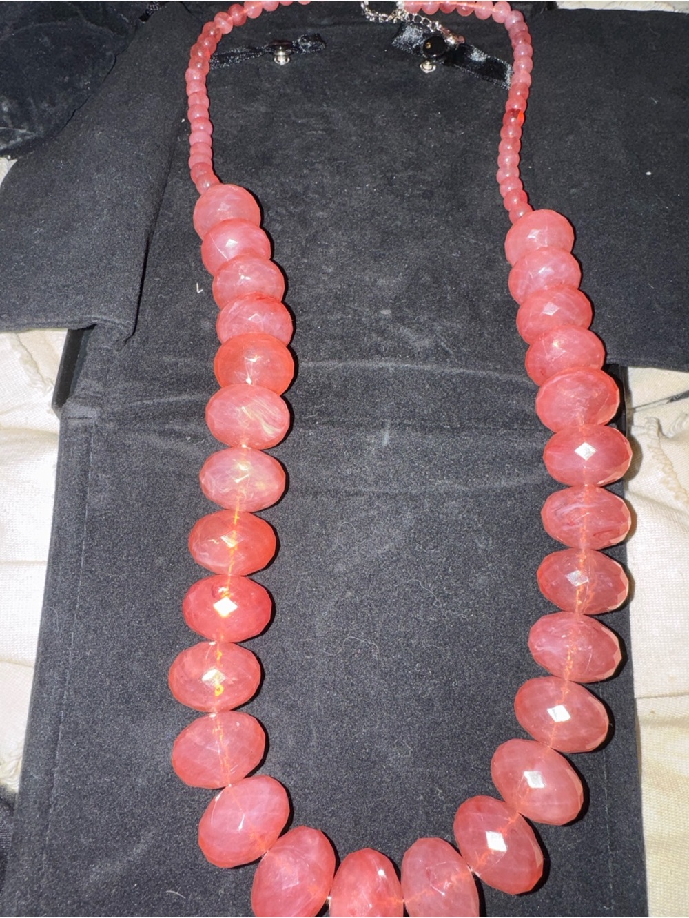 Vintage Rare R.J. Graziano 
Pink/Salmon/coral Faceted Bead Necklace -statement
